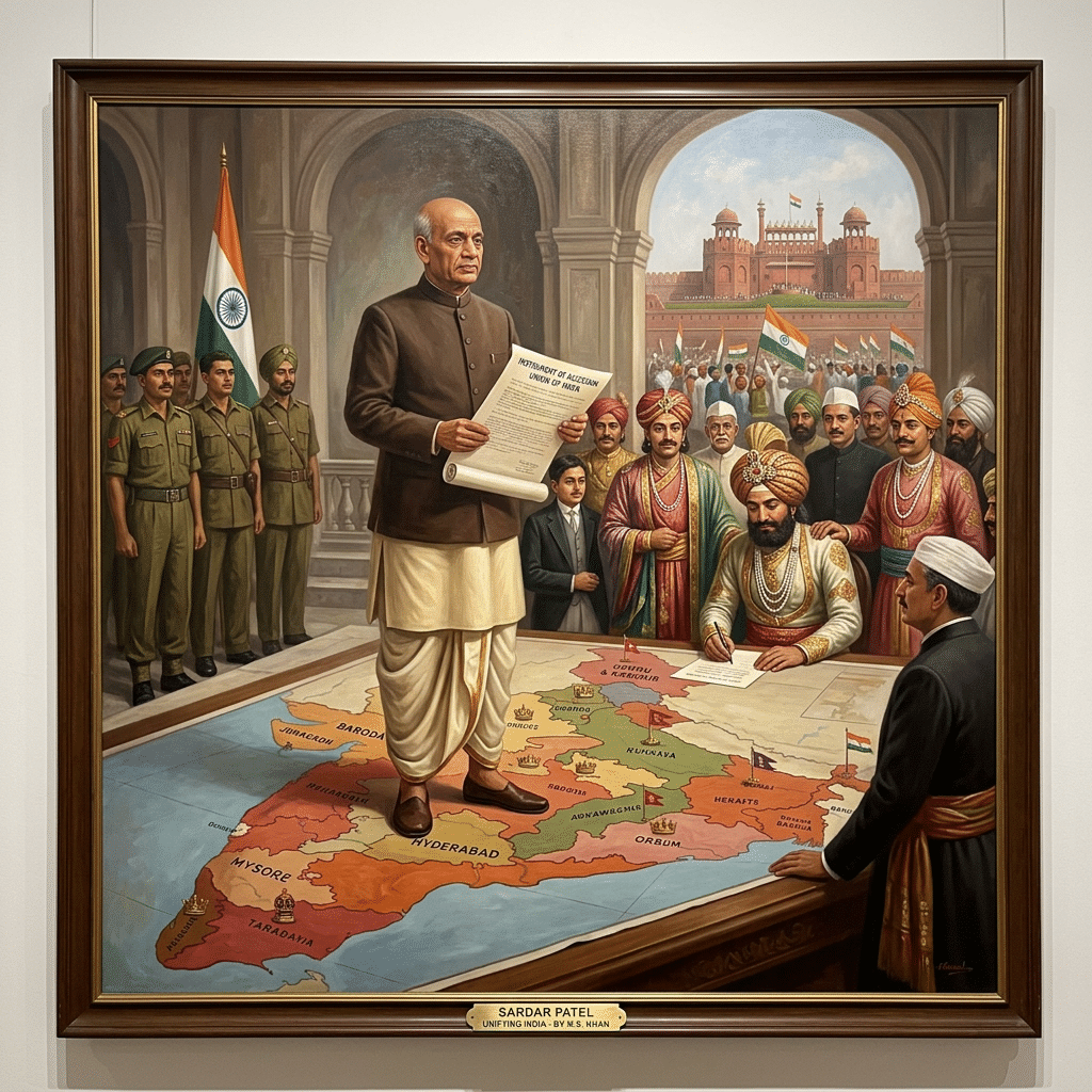 Sardar Patel and princely states map